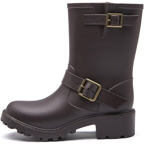 DKSUKO Womens Rain Boots with Elastic Adjust Waterproof -7 Colors-Motorcycle Boots for Girls