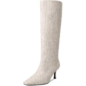 Womens Fashion Pointed Toe Boots,Slim Heeled Stone Sleeve Dress Knee Boots,Party Dress Trendy Short Boots