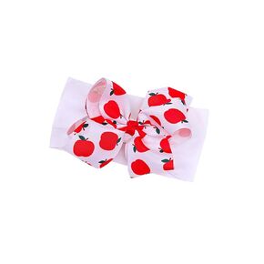 Apple Bow Headband Baby Girls Apple Turban Baby Fruit Bowknot Baby Apple Hair Bow Band BTB08 (White Band, Free Size)