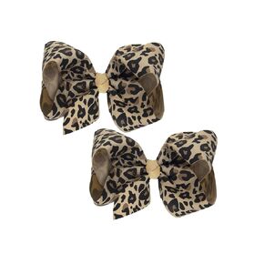 Baby girls leopard print bow hairpin Bow Leopard Bow Hair Clip Hair Barrettes for Women.(FJ121) (A-Kahki)