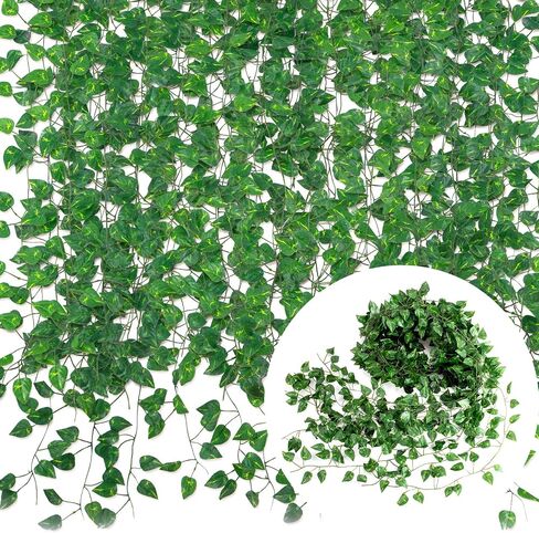 Fake Vines, Fake Ivy Leaves Greenery Garland, Artificial Ivy Vines for Bedroom Wall, Garden, Fake Plants for Aesthetic Room Decor, 24 Pcs 164 Feet, Ideal Fake Leaves for Office & Home Decor in Saudi Arabia
