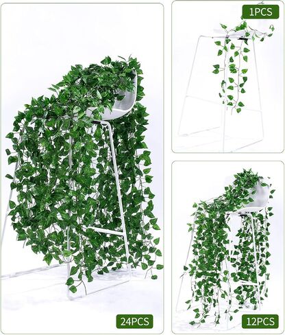 Fake Vines, Fake Ivy Leaves Greenery Garland, Artificial Ivy Vines for Bedroom Wall, Garden, Fake Plants for Aesthetic Room Decor, 24 Pcs 164 Feet, Ideal Fake Leaves for Office & Home Decor in Saudi Arabia