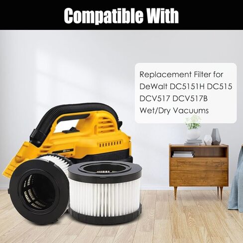ANBOO 4 Pack DC5151H HEPA Vacuum Filters Replacement for DeWalt DC515 DCV517 Wet/Dry Vacuum Cleaners, with 2 Cleaning Brushes in Saudi Arabia