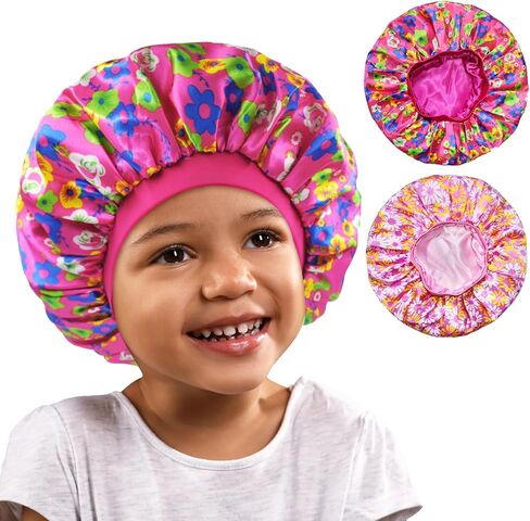 BONNET QUEEN Baby Bonnet 2Pcs Kids Bonnet Wide Elastic Silk Bonnet Double Layer Reversible Baby Satin Bonnet Toddler Bonnet in Saudi Arabia