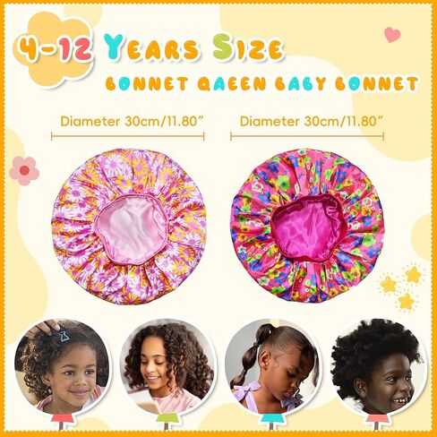 BONNET QUEEN Baby Bonnet 2Pcs Kids Bonnet Wide Elastic Silk Bonnet Double Layer Reversible Baby Satin Bonnet Toddler Bonnet in Saudi Arabia