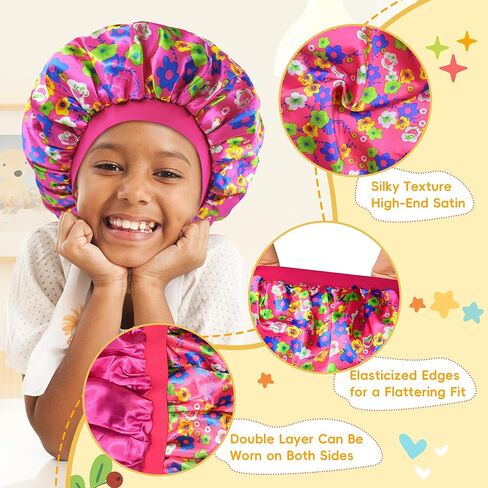 BONNET QUEEN Baby Bonnet 2Pcs Kids Bonnet Wide Elastic Silk Bonnet Double Layer Reversible Baby Satin Bonnet Toddler Bonnet in Saudi Arabia