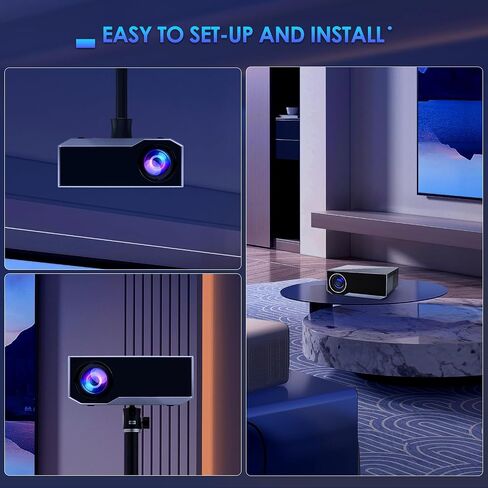 جهاز عرض مع 5G WiFi وBluetooth 5.2، تحديث 2024 18000 Lumens أصلي 1080P Full HD جهاز عرض صغير محمول، جهاز عرض أفلام متوافق مع iOS/Android/HDMI/USB/TV Stick (أسود) in Saudi Arabia