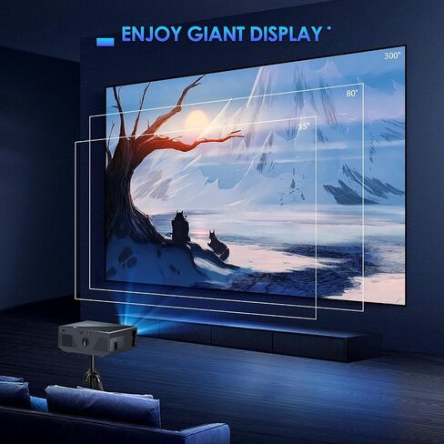 جهاز عرض مع 5G WiFi وBluetooth 5.2، تحديث 2024 18000 Lumens أصلي 1080P Full HD جهاز عرض صغير محمول، جهاز عرض أفلام متوافق مع iOS/Android/HDMI/USB/TV Stick (أسود) in Saudi Arabia