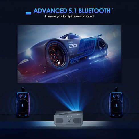 جهاز عرض مع 5G WiFi وBluetooth 5.2، تحديث 2024 18000 Lumens أصلي 1080P Full HD جهاز عرض صغير محمول، جهاز عرض أفلام متوافق مع iOS/Android/HDMI/USB/TV Stick (أسود) in Saudi Arabia