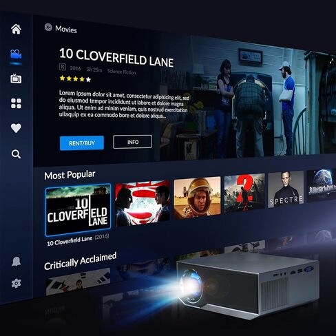 جهاز عرض مع 5G WiFi وBluetooth 5.2، تحديث 2024 18000 Lumens أصلي 1080P Full HD جهاز عرض صغير محمول، جهاز عرض أفلام متوافق مع iOS/Android/HDMI/USB/TV Stick (أسود) in Saudi Arabia