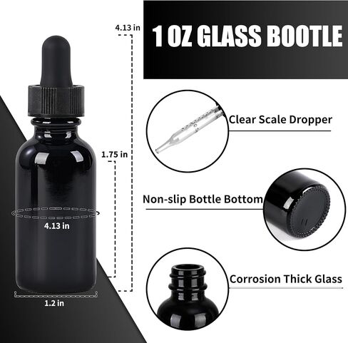 48 Pcs, 1oz Glass Dropper Bottle, Leakproof Tincture Bottles with Dropper, Green Reusable Eye Dropper Bottle, Preety Frosted Texture, for All Kinds of Liquids (Green-Frosted, 1oz-48pcs) in Saudi Arabia