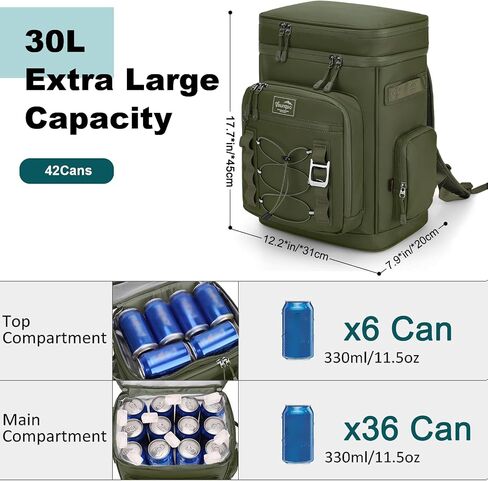 42Cans Cooler Backpack Insulated Waterproof for Men & Women, Large Leak Proof Backpack Cooler for Beach, Multi-Functional, Grey in Saudi Arabia