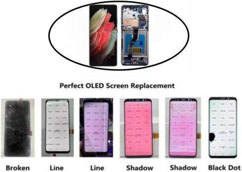 شاشة OLED بديلة لهاتف Samsung Galaxy S21 Ultra 5G LCD لهاتف Samsung S21 Ultra Touch Digitizer Screen Display Assembly مع مجموعة أدوات الإطار G998U G998B/DS أسود in Kuwait