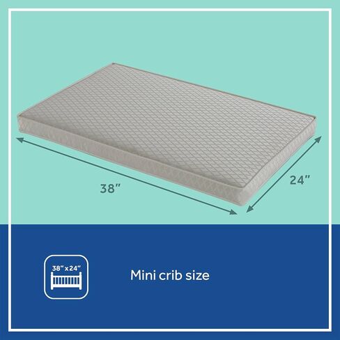 Sealy Mini Crib Mattress, Waterproof Baby Mattress, Sustainable Foam Baby Mattress for Mini Crib and Portable Crib - GREENGUARD Air Quality Certified, Made in USA - 38x24 Inches in Saudi Arabia