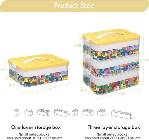 Douorgan Toy Storage Organizer for Lego Stackable Organizer Bins with Compartments Portable Containers with Lids Building Blocks Miniature Organizer Storage Box Toy Chest Case (Blue, 1 Layer) in Saudi Arabia