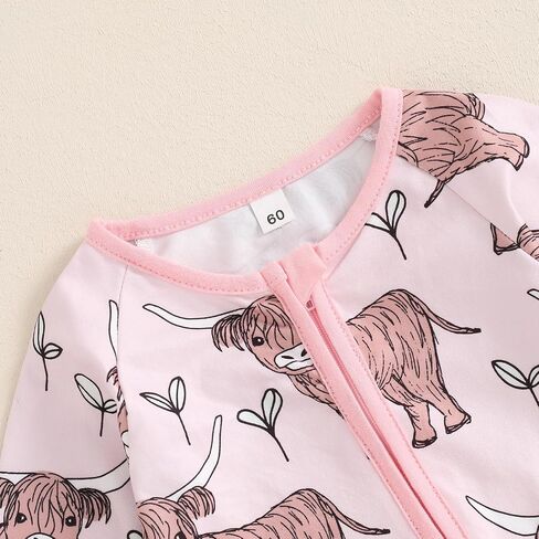 Country Baby Clothes Boy Girl Farm Animal Print Long Sleeve Romper Zipper One Piece Jumpsuit Cute Fall Outfit in Saudi Arabia