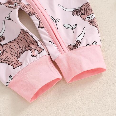 Country Baby Clothes Boy Girl Farm Animal Print Long Sleeve Romper Zipper One Piece Jumpsuit Cute Fall Outfit in Saudi Arabia