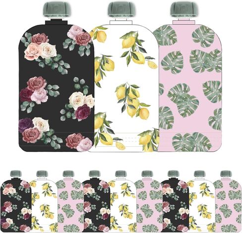 Hippypotamus Reusable Baby Food Pouches for Toddlers - BPA Free Food Grade - Dishwasher & Freezer Safe - Baby Food Containers - Refillable Squeeze Pouch For Applesauce & Yogurt - 12 Pack (Rainbows) in Saudi Arabia