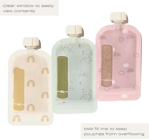 Hippypotamus Reusable Baby Food Pouches for Toddlers - BPA Free Food Grade - Dishwasher & Freezer Safe - Baby Food Containers - Refillable Squeeze Pouch For Applesauce & Yogurt - 12 Pack (Rainbows) in Saudi Arabia