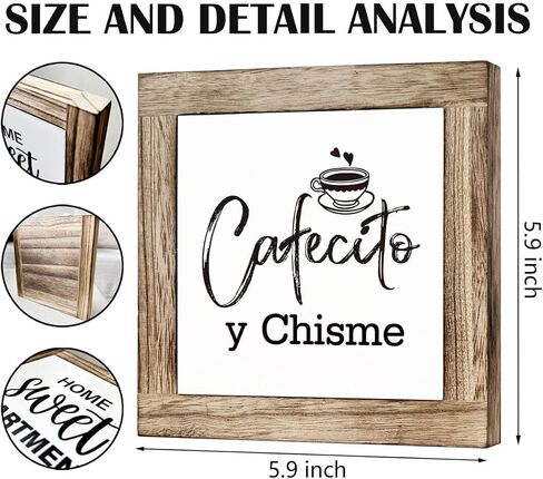 But First Cafecito Sign, Coffee Wood Sign, Wooden Box Signs for Home Decor, Funny Cute Coffee Decor, Tabletop Shelf Counter Decor, Office Coffee Bar Corner Shop Cafe Decoration, Coffee Lover Gift in Saudi Arabia