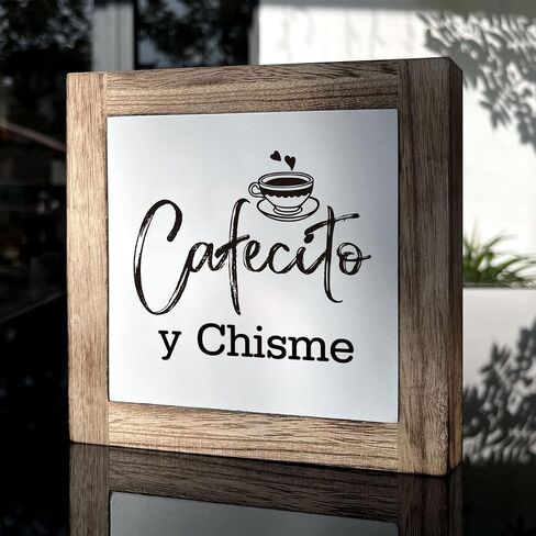 But First Cafecito Sign, Coffee Wood Sign, Wooden Box Signs for Home Decor, Funny Cute Coffee Decor, Tabletop Shelf Counter Decor, Office Coffee Bar Corner Shop Cafe Decoration, Coffee Lover Gift in Saudi Arabia