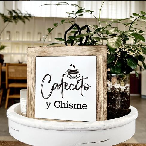 But First Cafecito Sign, Coffee Wood Sign, Wooden Box Signs for Home Decor, Funny Cute Coffee Decor, Tabletop Shelf Counter Decor, Office Coffee Bar Corner Shop Cafe Decoration, Coffee Lover Gift in Saudi Arabia