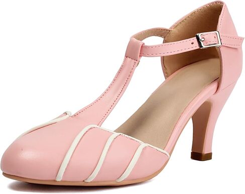 Elerhythm Women's Mary Jane Retro Rockability Close Round Toe Vintage 1920s Gatsby Heels 1950s Victorian Pumps Shoes in Kuwait