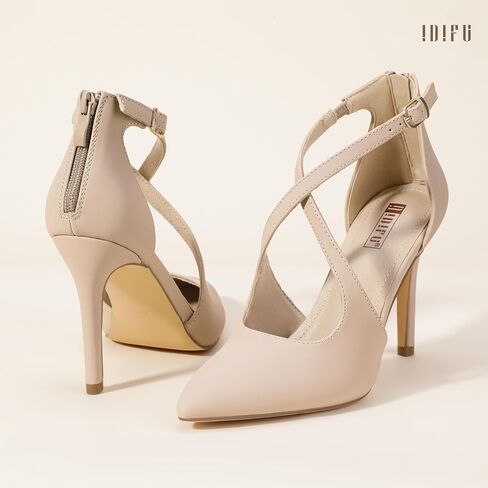 IDIFU IN4 Women's Pumps Closed Toe Heels Stiletto High Heels Strappy Heels Wedding Bridal Office Homecoming Work Prom Dress Shoes for Women Bride Comfortable Dressy Formal Pointed Toe Zip Pumps Heels in Saudi Arabia
