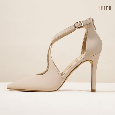 IDIFU IN4 Women's Pumps Closed Toe Heels Stiletto High Heels Strappy Heels Wedding Bridal Office Homecoming Work Prom Dress Shoes for Women Bride Comfortable Dressy Formal Pointed Toe Zip Pumps Heels in Saudi Arabia