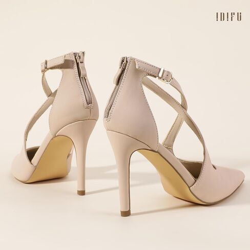 IDIFU IN4 Women's Pumps Closed Toe Heels Stiletto High Heels Strappy Heels Wedding Bridal Office Homecoming Work Prom Dress Shoes for Women Bride Comfortable Dressy Formal Pointed Toe Zip Pumps Heels in Saudi Arabia