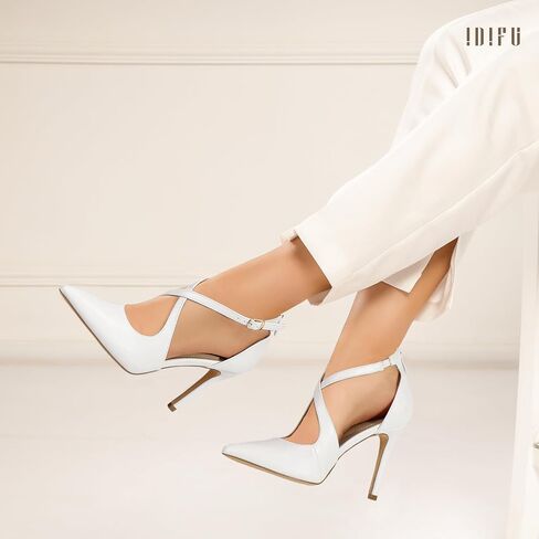 IDIFU IN4 Women's Pumps Closed Toe Heels Stiletto High Heels Strappy Heels Wedding Bridal Office Homecoming Work Prom Dress Shoes for Women Bride Comfortable Dressy Formal Pointed Toe Zip Pumps Heels in Saudi Arabia