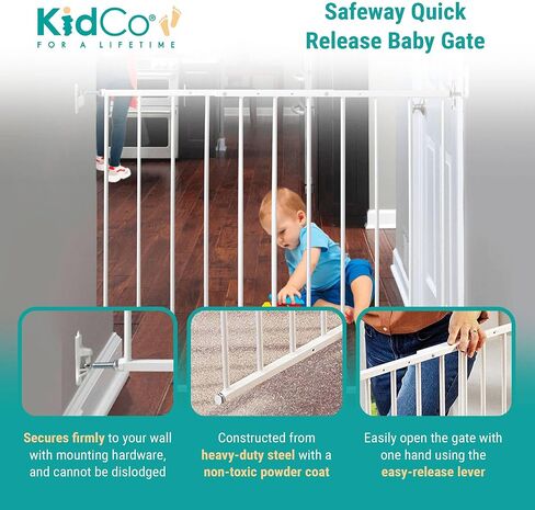 بوابة أطفال من كيدكو سيفوي أعلى السلالم سريعة الفك مصنوعة من الفولاذ لحجب السلالم أو الممرات وغرف التقسيم، باللون الأبيض (عبوتان) in Kuwait