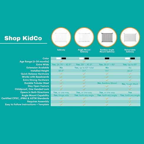 بوابة أطفال من كيدكو سيفوي أعلى السلالم سريعة الفك مصنوعة من الفولاذ لحجب السلالم أو الممرات وغرف التقسيم، باللون الأبيض (عبوتان) in Kuwait