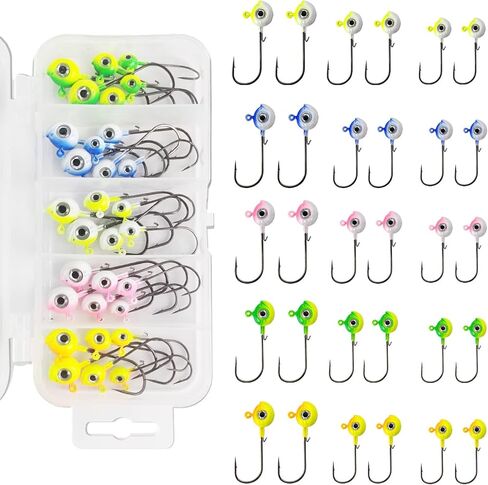 ZINC-TECH Crappie Jigs, Glow in Dark 3D Big Eyes Fishing Jig Head 1/8oz 1/16oz 1/32oz for Crappie Panfish Trout Perch Walleye in Saudi Arabia