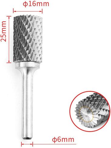 Tungsten Carbide Burr 1/4" Shank 5/8" Tip Cylinder Shape Double Cut Rotary File Cutting Burrs Tool Die Grinder Bits for Wood Metal Iron Steel ((1/4x16mm) A) in Saudi Arabia