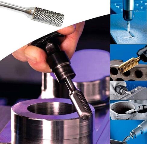 Tungsten Carbide Burr 1/4" Shank 5/8" Tip Cylinder Shape Double Cut Rotary File Cutting Burrs Tool Die Grinder Bits for Wood Metal Iron Steel ((1/4x16mm) A) in Saudi Arabia