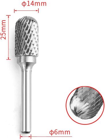 Tungsten Carbide Burr 1/4" Shank 5/8" Tip Cylinder Shape Double Cut Rotary File Cutting Burrs Tool Die Grinder Bits for Wood Metal Iron Steel ((1/4x16mm) A) in Kuwait