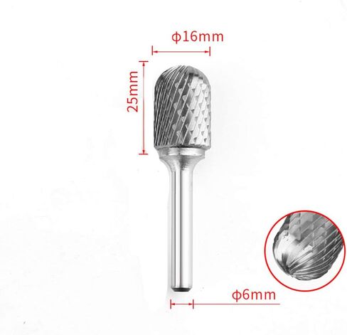 Tungsten Carbide Burr 1/4" Shank 5/8" Tip Cylinder Shape Double Cut Rotary File Cutting Burrs Tool Die Grinder Bits for Wood Metal Iron Steel ((1/4x16mm) A) in Saudi Arabia