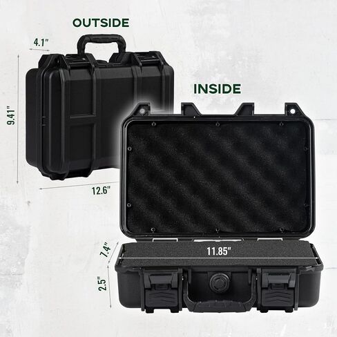 Pistol Case Hard Case with Foam, 12.2" x 9.8" x 3.15" TSA Approved Firearm Travel Case for Storage and Carrying in Saudi Arabia