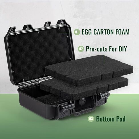 Pistol Case Hard Case with Foam, 12.2" x 9.8" x 3.15" TSA Approved Firearm Travel Case for Storage and Carrying in Saudi Arabia