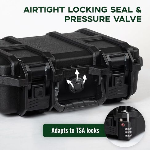 Pistol Case Hard Case with Foam, 12.2" x 9.8" x 3.15" TSA Approved Firearm Travel Case for Storage and Carrying in Saudi Arabia