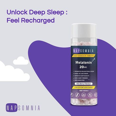Melatonin Fast Dissolve Tablets – Mix Berry Chewable Melatonin Tablets - Non-Habit-Forming Melatonin Sleep Aid for Adults - Sugar Free Melatonin Tablets for Restful Sleep (20 mg, 365 Count(Pack of 1)) in Saudi Arabia