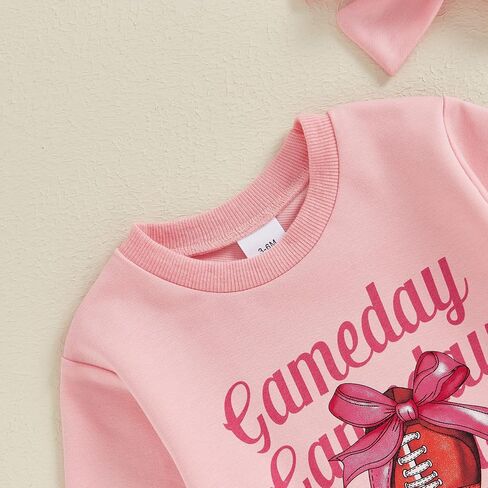 BULINGNA Newborn Baby Girl Football Outfit Game Day Long Sleeve Sweatshirt Romper Rugby Bubble Bodysuit Headband Fall Winter in Saudi Arabia