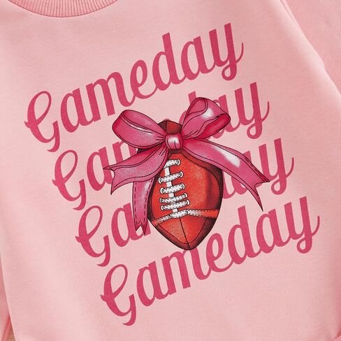 BULINGNA Newborn Baby Girl Football Outfit Game Day Long Sleeve Sweatshirt Romper Rugby Bubble Bodysuit Headband Fall Winter in Saudi Arabia