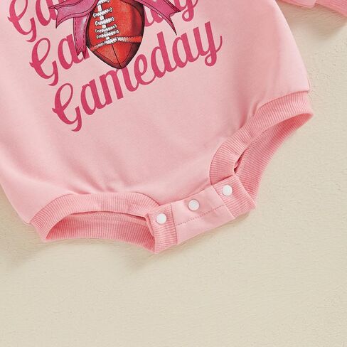 BULINGNA Newborn Baby Girl Football Outfit Game Day Long Sleeve Sweatshirt Romper Rugby Bubble Bodysuit Headband Fall Winter in Saudi Arabia