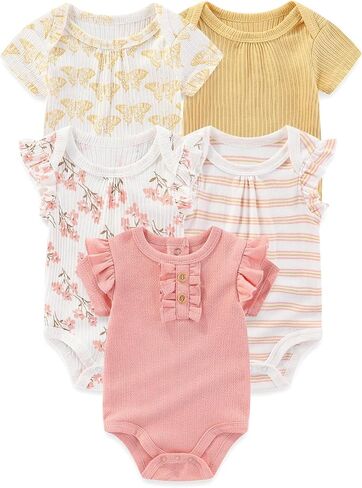 Four Seasons Baby Boy Girl Bodysuits 5-Pack Cotton Comfort Short Sleeve Baby Clothes Soft Infant Outfits in Saudi Arabia