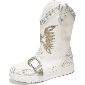 Cape Robbin Sparkly Cowgirl Boots - Rhinestone Cowboy Boots for Women - Ankle Boots for Women Glitter Cowboy Boots - Sparkly Booties for Women (Jonie)