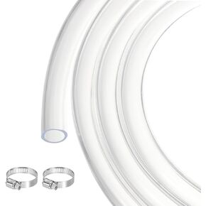 MECCANIXITY Clear PVC Tubing 1/4" ID 5/16" OD Plastic PVC Tube Flexible Water Hose 10ft for Industrial Tubing, Aquariums, Pump, 6mm x 8mm, with 2pcs Clamps