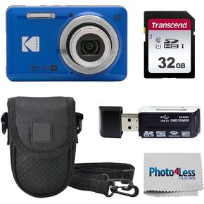 كاميرا KODAK PIXPRO FZ55 رقمية بدقة 16 ميجابكسل، تكبير بصري 5X، زاوية واسعة 28 مم، فيديو عالي الدقة 1080 بكسل، حزمة مع بطاقة SD سعة 32 جيجابايت، حافظة واقية، وقارئ بطاقات عالي السرعة (أزرق) in Kuwait