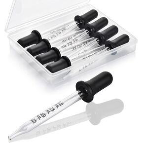 Herain 20 Pack Glass Eye Dropper, 1ml Pipettes Dropper for Essential Oils, Medicine, Skincare, Lab, Health Care, Measuring and Transferring a Variety of Liquids, Dropper
